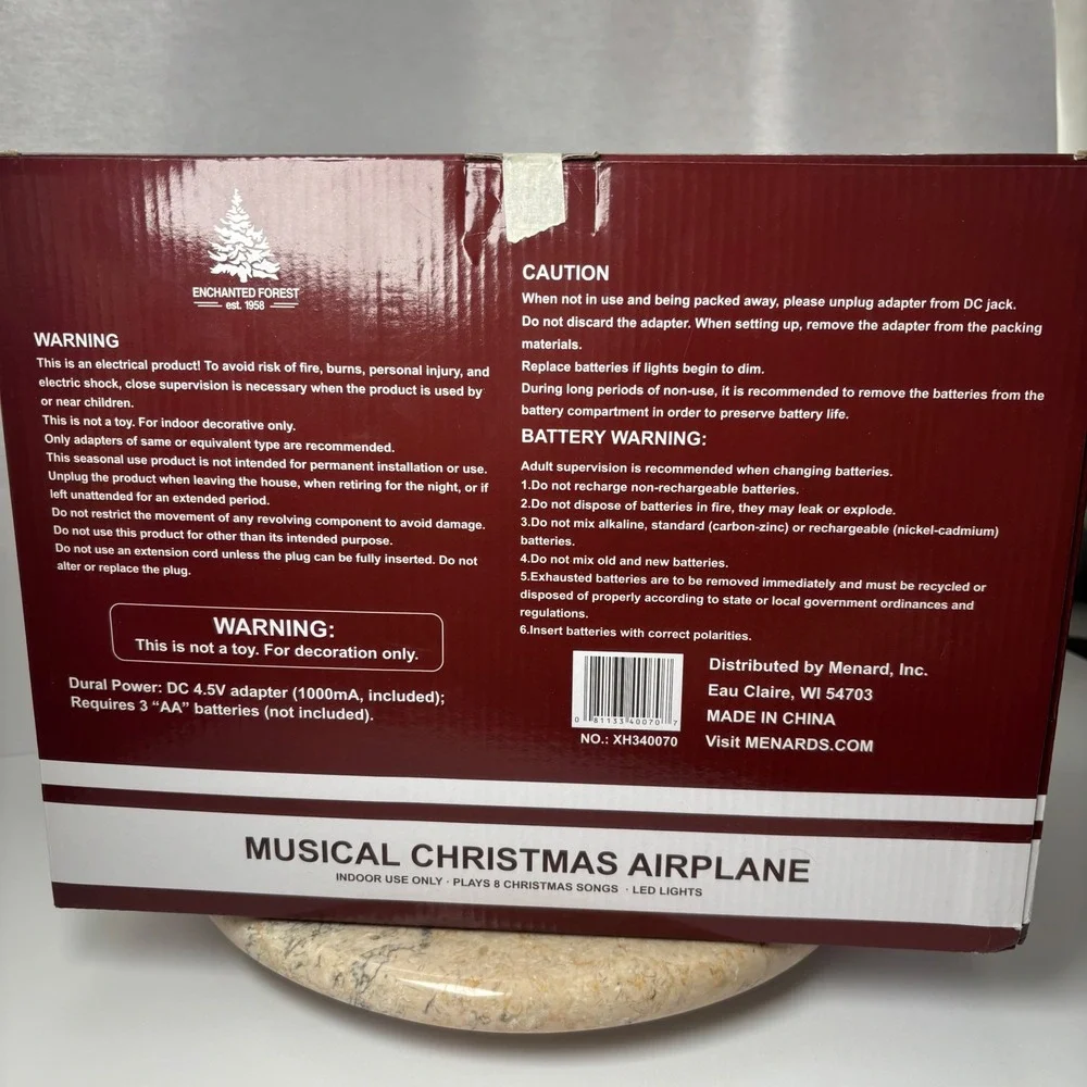 Enchanted Forest Musical Christmas Airplane Santa LED Lights Plays Songs‎
